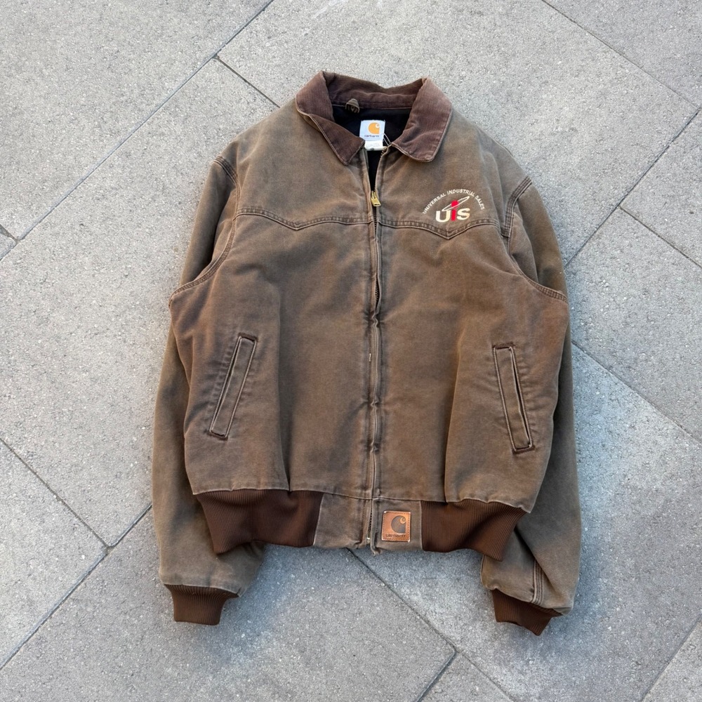 Vintage Carhartt Santa Fe Jacket Brown Duck Canvas Distressed Workwear J14 BRN
